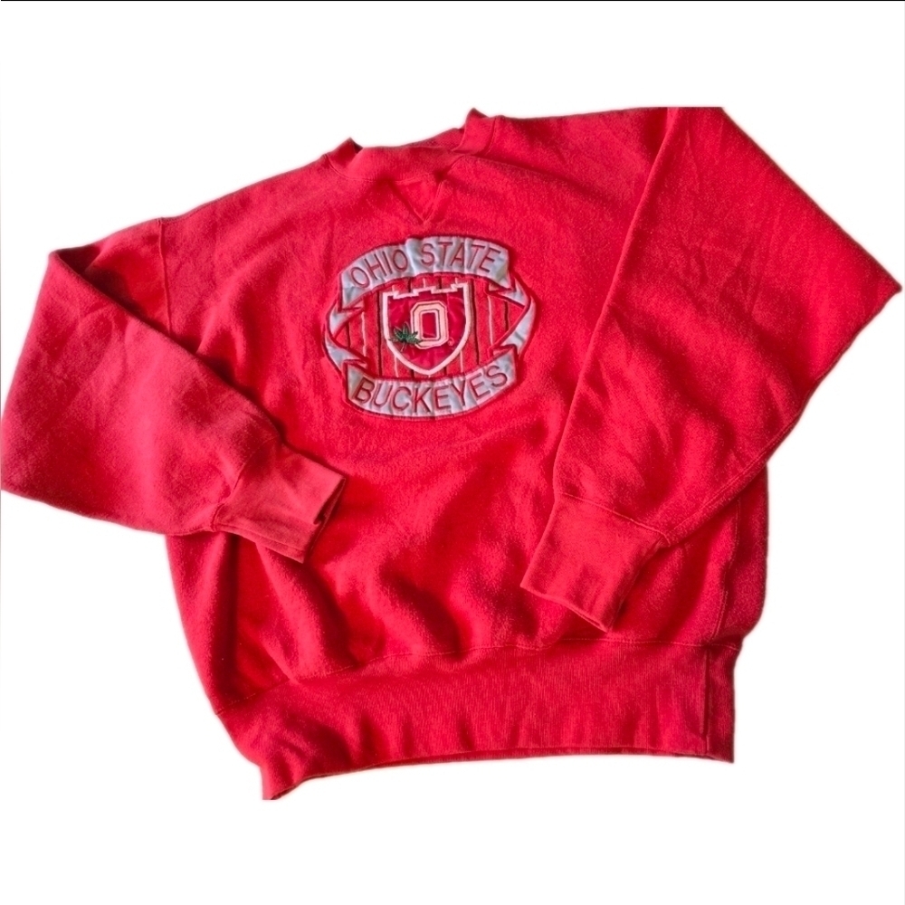 Vntg Midwest Embroidery Ohio State Buckeyes Mens Crewneck Sweatshirt L Red